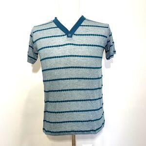 Men's Blue Striped V-Neck Jersey, Size M